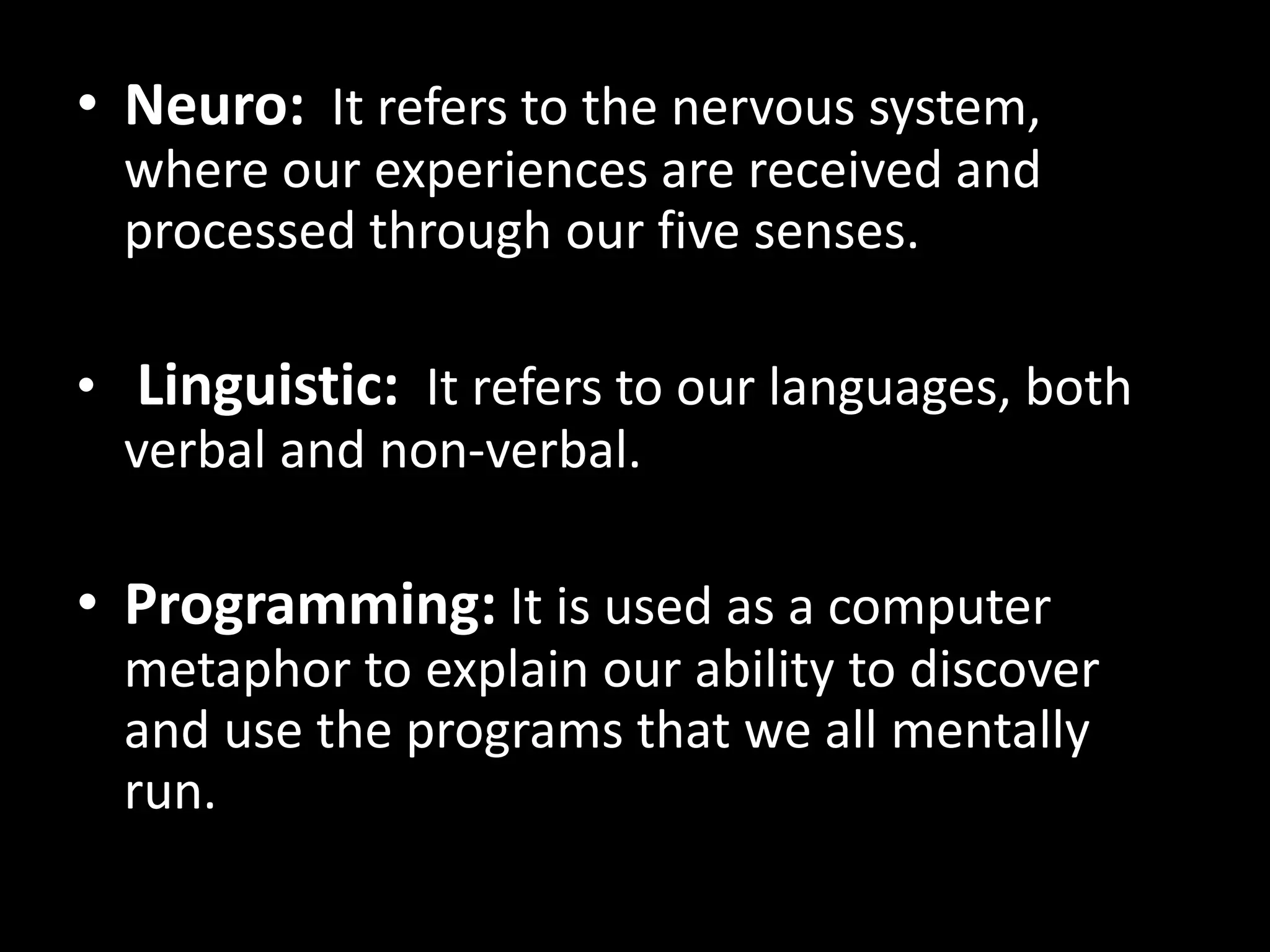Neuro Linguistic Programming in Elt | PPT