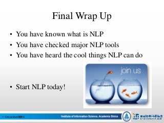 [系列活動] 無所不在的自然語言處理—基礎概念、技術與工具介紹