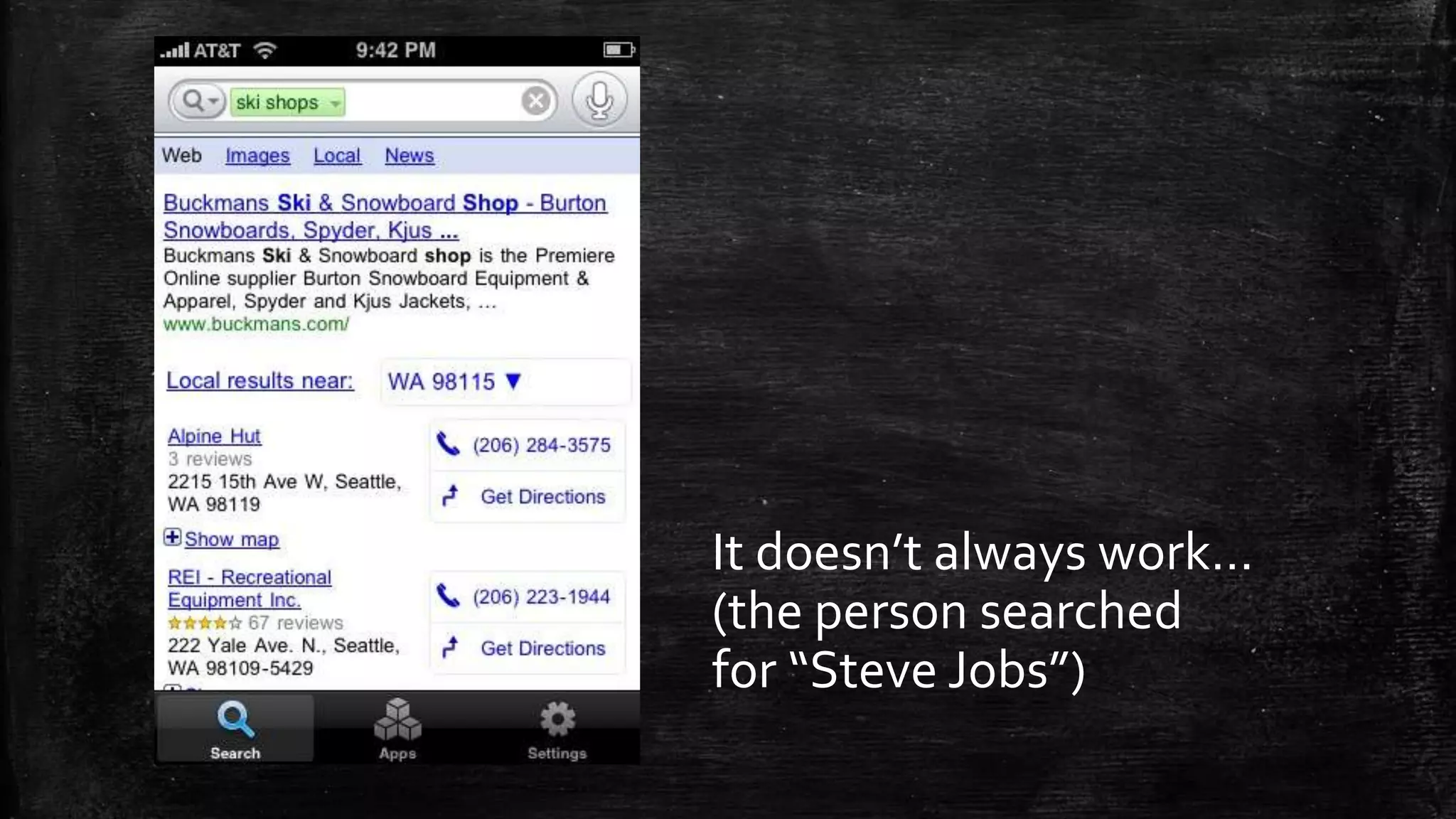 It doesn’t always work… (the person searched for “Steve Jobs”) 