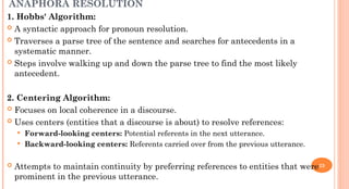 Anaphora Resolution Using Centering Algorithm NLP UNIT 5_Final.ppt presentation on NLP | PPT