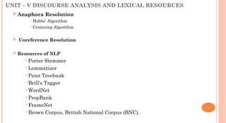 Anaphora Resolution Using Centering Algorithm NLP UNIT 5_Final.ppt presentation on NLP | PPT