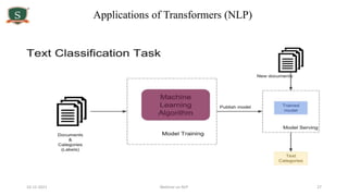 10-12-2021 Webinar on NLP 27
Applications of Transformers (NLP)
 
