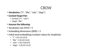 NLP WORDEMBEDDDING TECHINUES CBOW BOW.pptx