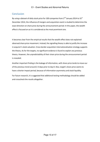Event Studies and Abnormal Returns | PDF