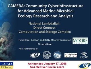 PI Larry Smarr Announced January 17, 2006 $24.5M Over Seven Years 