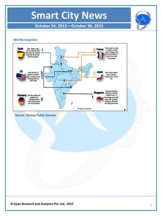© Gyan Research and Analytics Pvt. Ltd., 2015 3
Smart City News
October 24, 2015 – October 30, 2015
Weekly Snapshot
Source: Various Public Sources
 