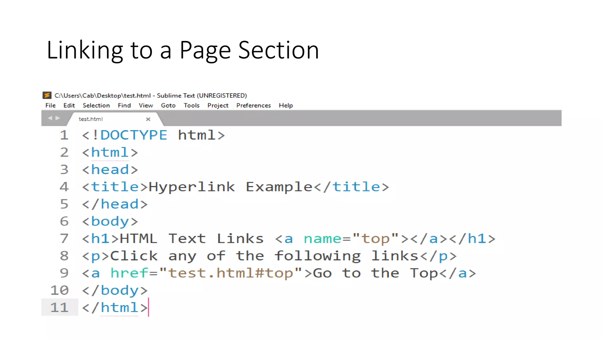 Linking to a Page Section
 