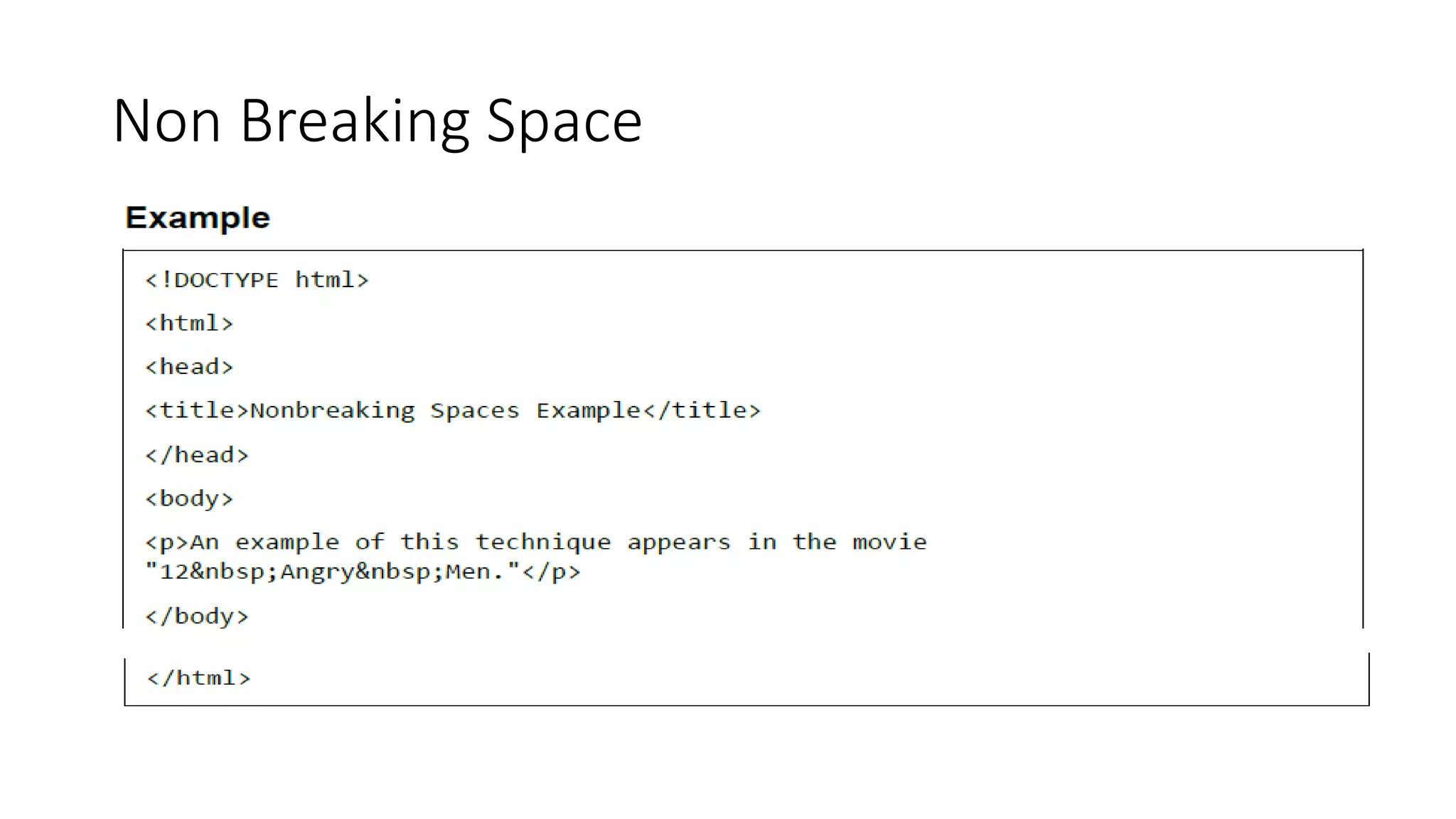 Non Breaking Space
 