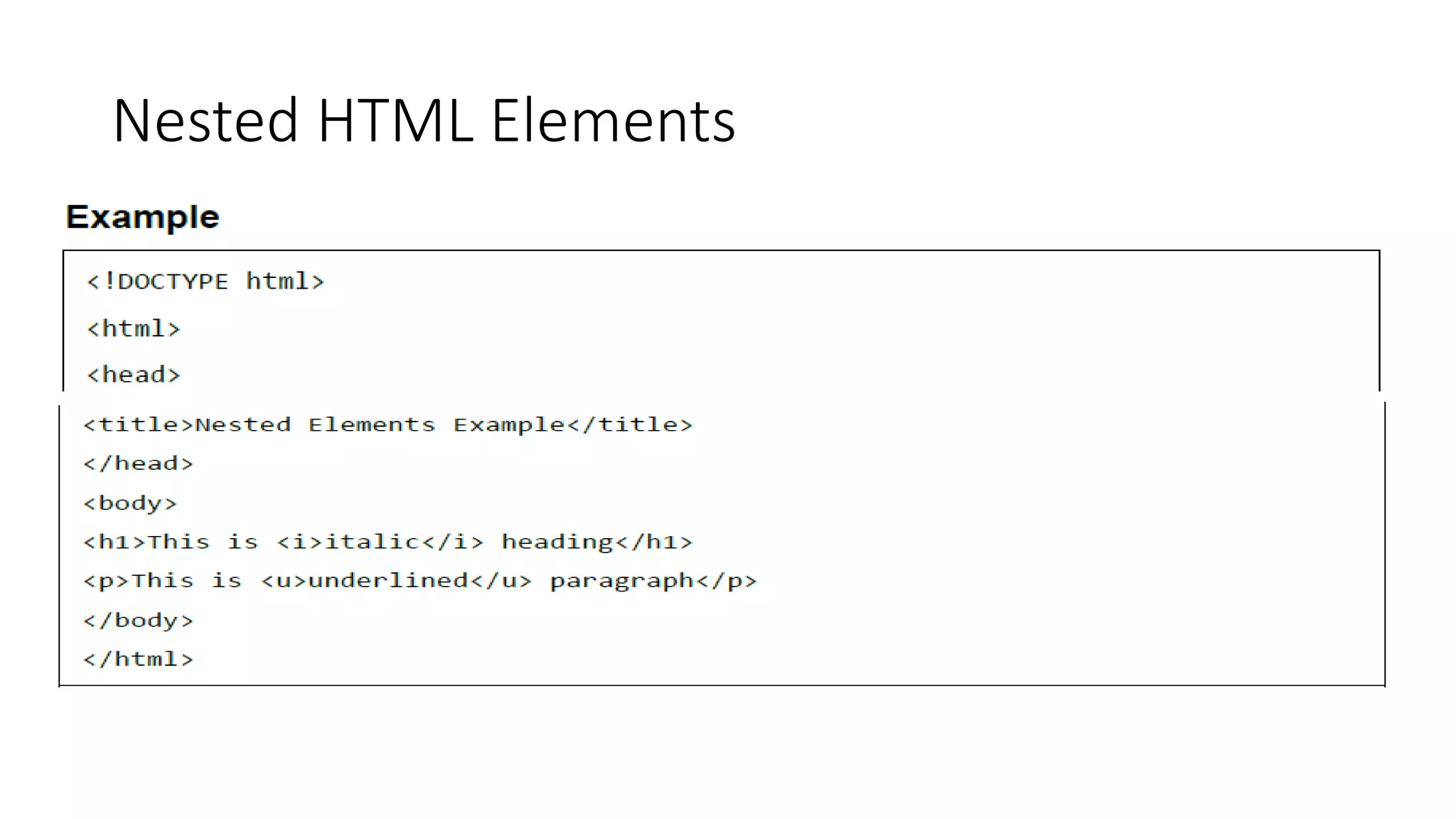 Nested HTML Elements
 