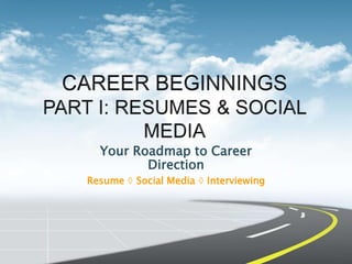 Your Roadmap to Career
Direction
Resume ◊ Social Media ◊ Interviewing
 