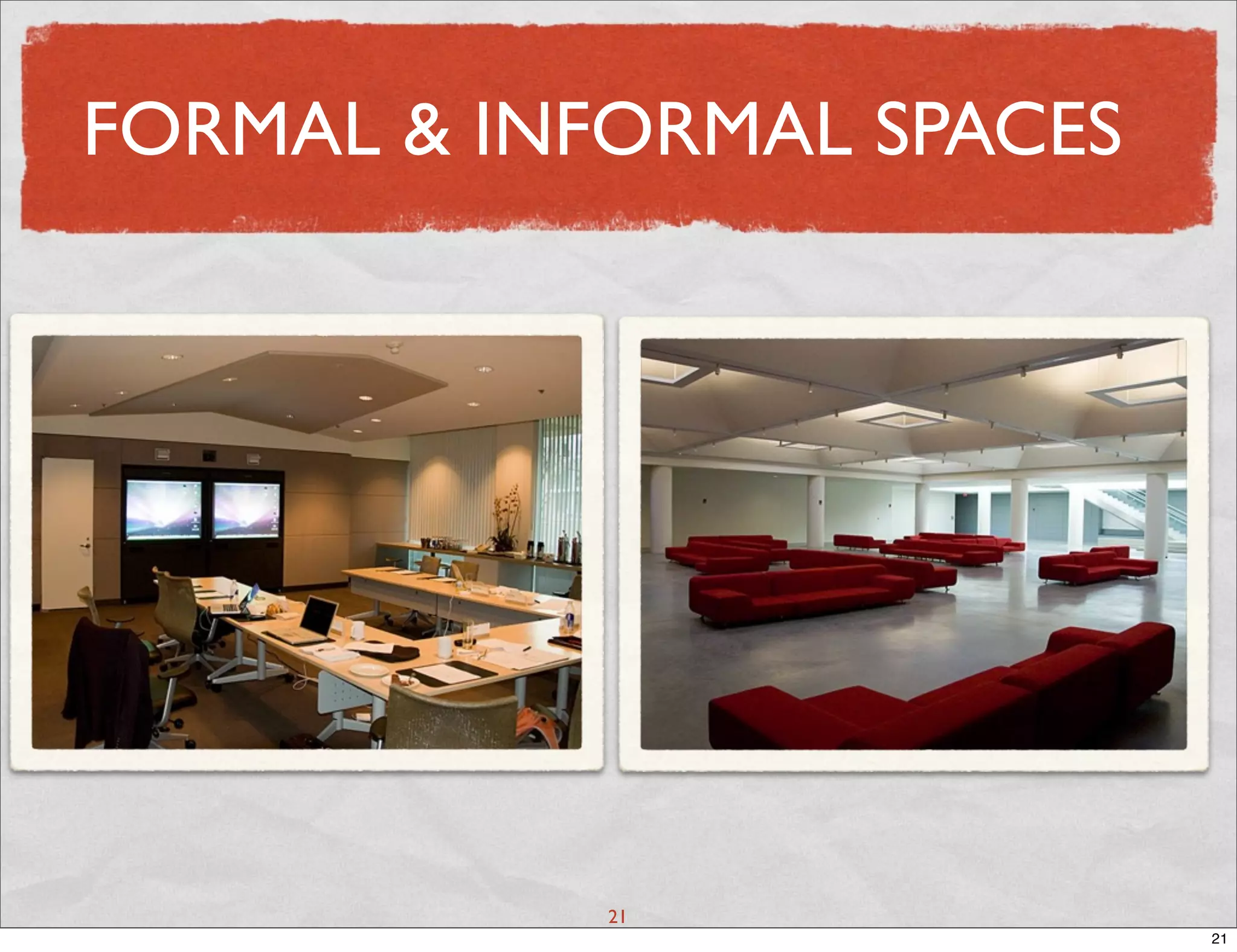 FORMAL & INFORMAL SPACES




            21
                           21
 