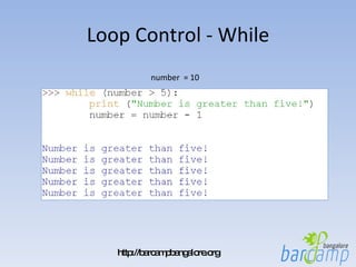 Loop Control - While number  = 10 