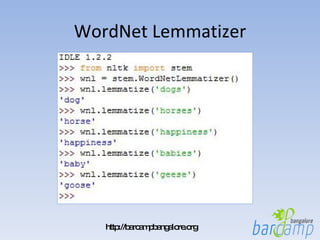 WordNet Lemmatizer 