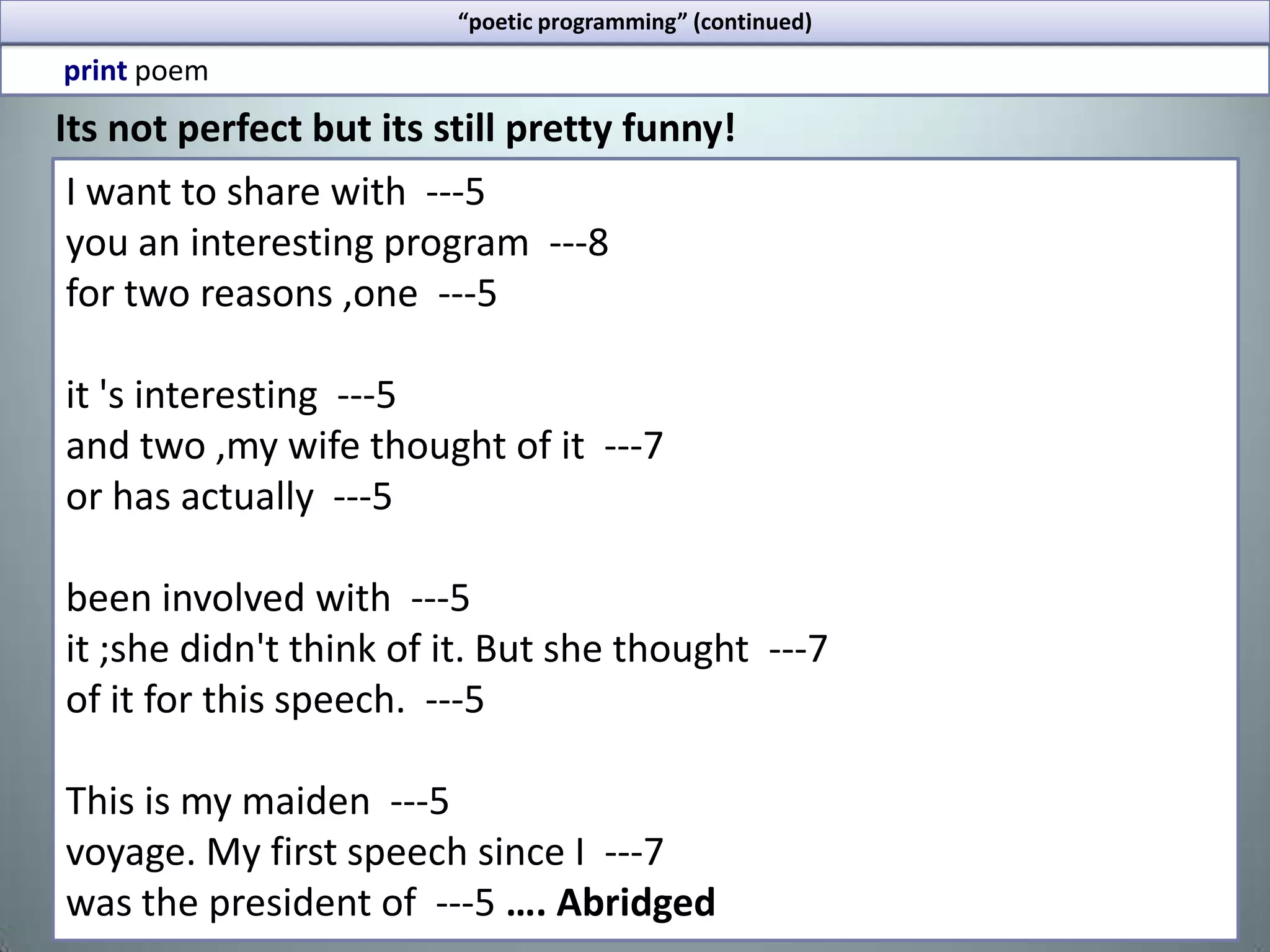   The following corpora: