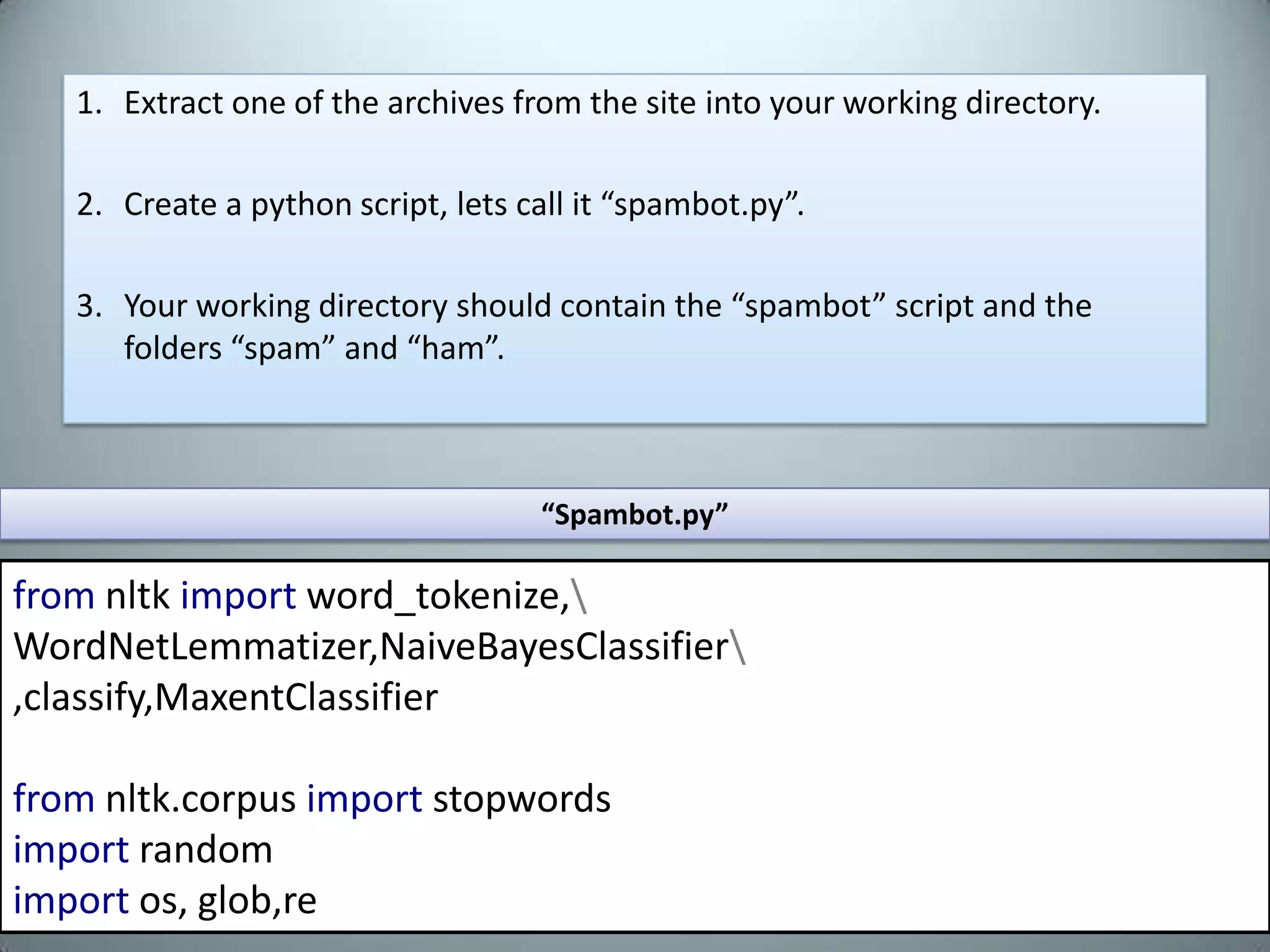“poetic programming” (continued)poem=''wordmap=[]words=word_tokenize(textchunk)foriter,wordinenumerate(words):       # if it is a word, add a append a space to itifword.isalpha():word+=" "syls=syllables_en.count(word) wordmap.append((word,syls))Tokenize the wordsNLTK function to count syllables