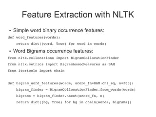 Statistical Learning and Text Classification with NLTK and scikit-learn