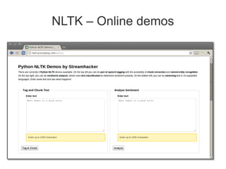 Statistical Learning and Text Classification with NLTK and scikit-learn
