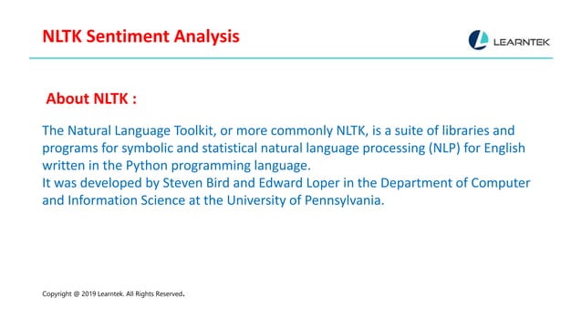 Nltk sentiment analysis | PPTX