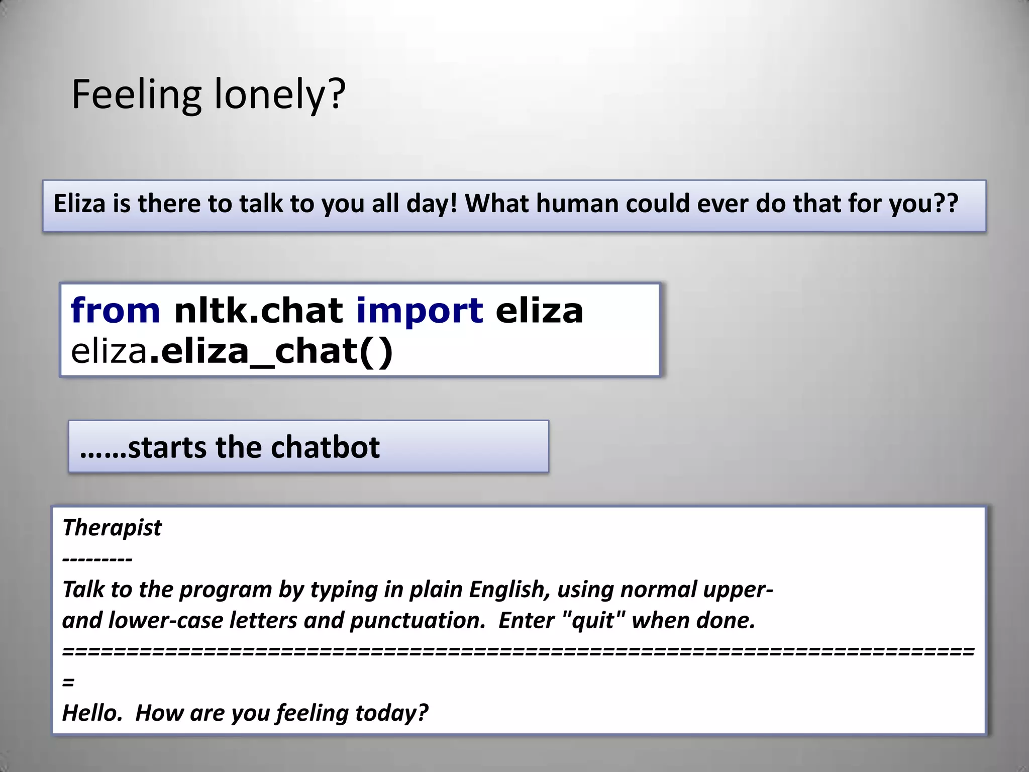 from nltk.corpus import wordnet as wnsynsets = wn.synsets('phone')print [str(  syns.definition ) for syns in synsets]“syns.definition” can be modified to output hypernyms , meronyms, holonyms etc: