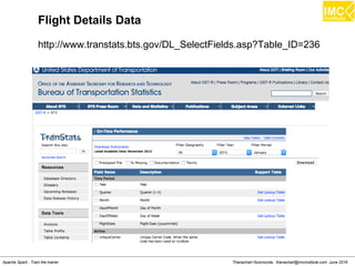 Thanachart Numnonda, thanachart@imcinstitute.com June 2016Apache Spark : Train the trainer
Flight Details Data
http://www.transtats.bts.gov/DL_SelectFields.asp?Table_ID=236
 