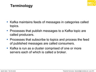 thanachart@imcinstitute.com297
numBlocks is the number of blocks used to parallelize
computation (set to -1 to autoconfigure)
rank is the number of latent factors in the model
iterations is the number of iterations to run
lambda specifies the regularization parameter in ALS
implicitPrefs specifies whether to use the explicit feedback
ALS variant or one adapted for an implicit feedback data
alpha is a parameter applicable to the implicit feedback
variant of ALS that governs the baseline confidence in
preference observations
MLlib: ALS Algorithm
 