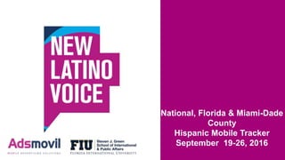 National, Florida & Miami-Dade
County
Hispanic Mobile Tracker
September 19-26, 2016
 