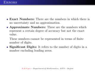 Examples Of Exact Numbers Numerical Methods 1 | PDF
