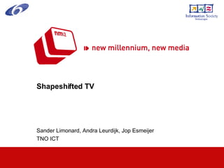 Shapeshifted TV Sander Limonard, Andra Leurdijk, Jop Esmeijer TNO ICT 