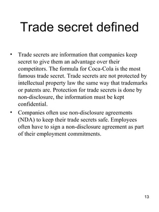 Famous Trade Secret Example Nmaist lecture notes intellectual property rights | PDF | Free Download
