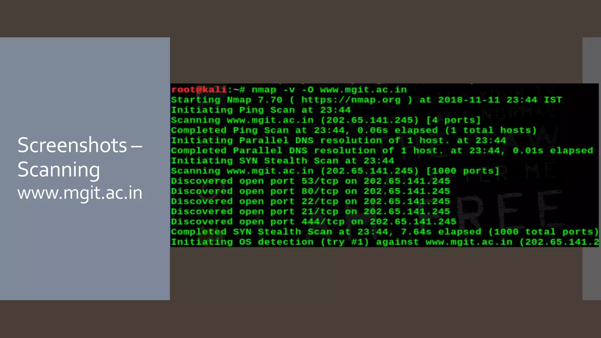 Screenshots –
Scanning
www.mgit.ac.in
 