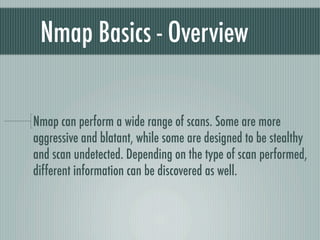 Nmap Scans Explained Nmap basics | PDF