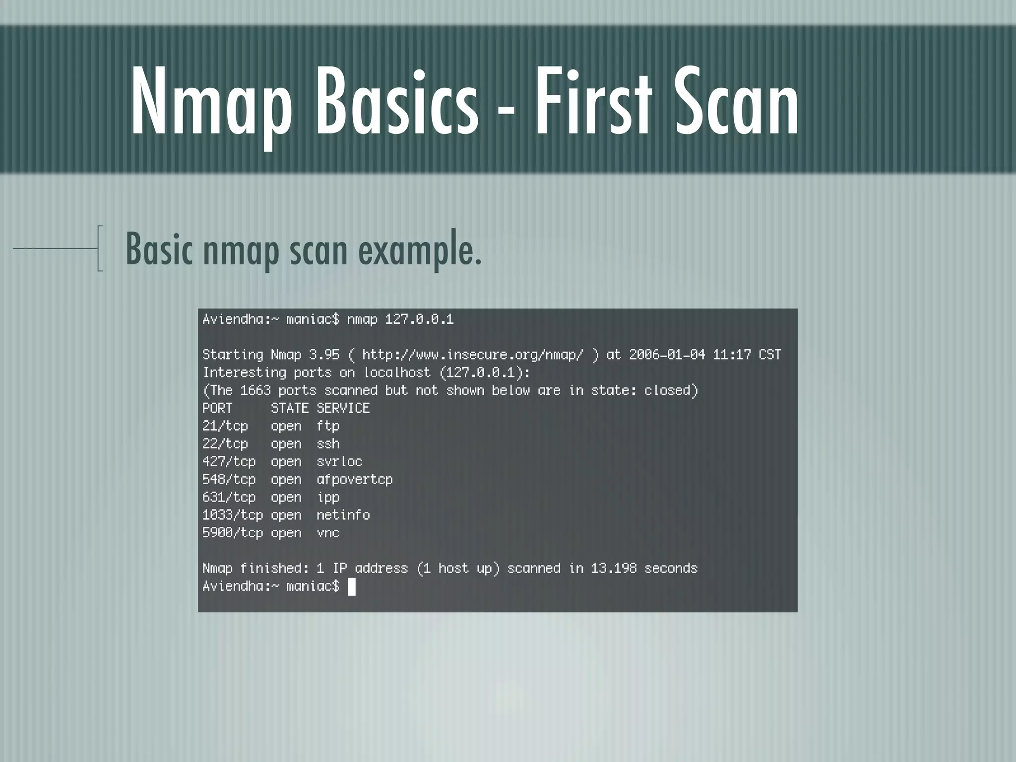 Nmap Basics - First Scan
Basic nmap scan example.
 