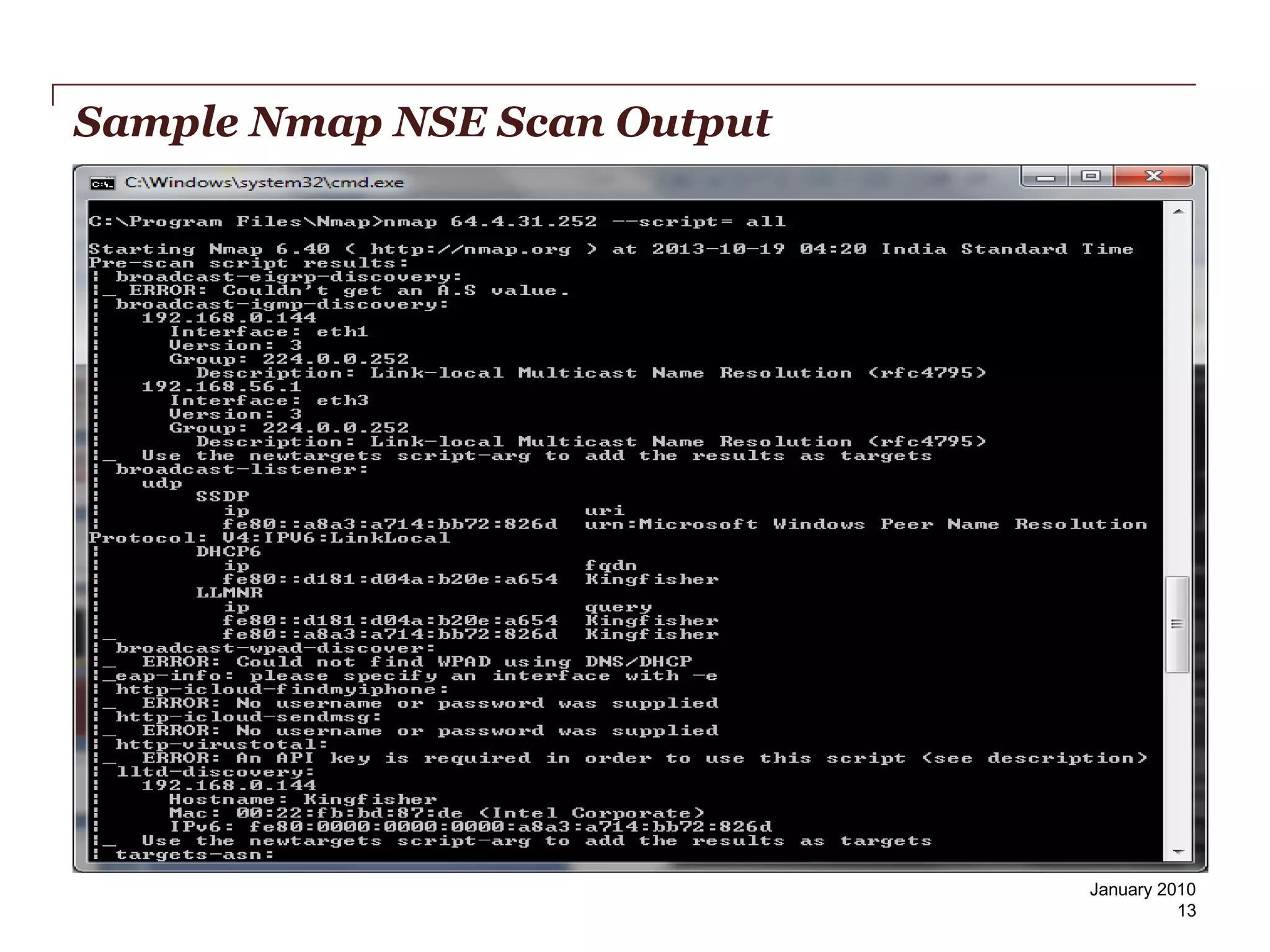 Sample Nmap NSE Scan Output

PwC

January 2010
13

 