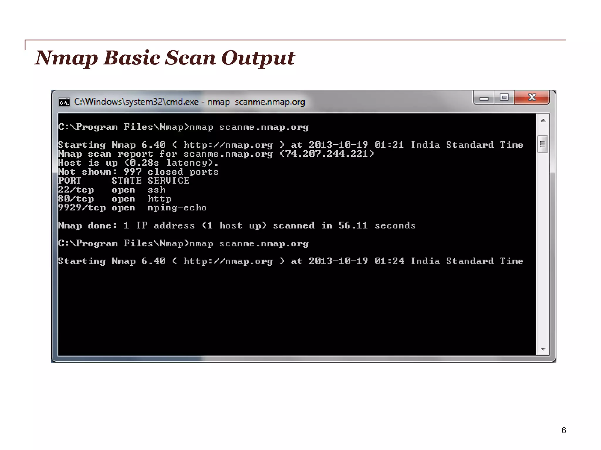Nmap Basic Scan Output

PwC

6

 