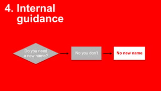 4. Internal
guidance
Do you need
a new name?
No you don’t No new name
 