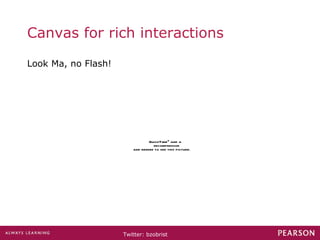 Canvas for rich interactions Look Ma, no Flash! 