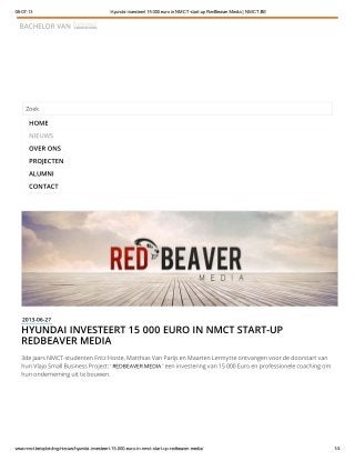 NMCT - Hyundai investeert 15000 euro in NMCT start-up RedBeaver Media
