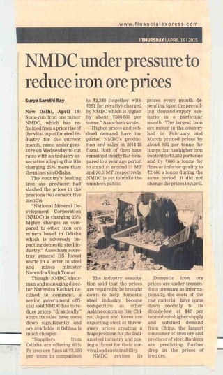 NMDC under pressure to reduce iron ore prices
