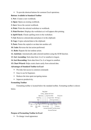 Basics concepts of Microsoft Excel spreadsheet | DOCX