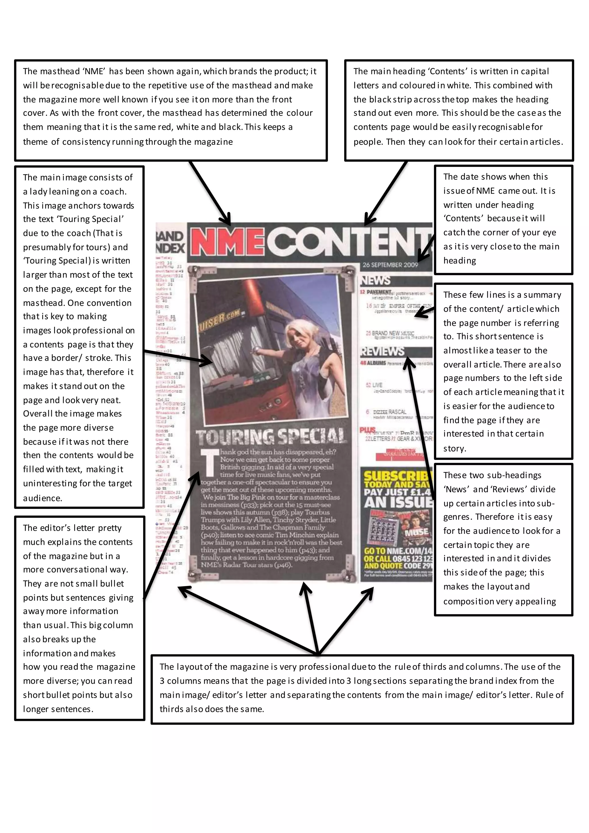 NME contents page analysis | DOCX