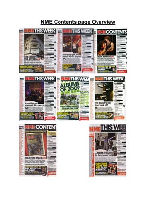 NME Contents page Overview
 