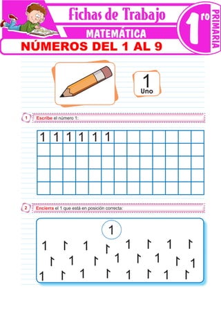 N meros del 1 al 9 para Primer Grado de Primaria pdf