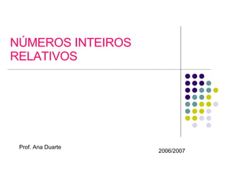 NÚMEROS INTEIROS RELATIVOS Prof. Ana Duarte 2006/2007 