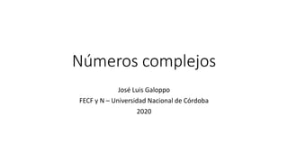 Números complejos
José Luis Galoppo
FECF y N – Universidad Nacional de Córdoba
2020
 