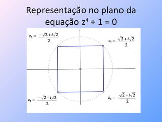 Representação no plano da equação z 4  + 1 = 0 