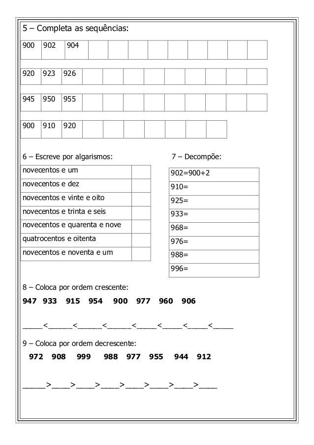 Números de 900 a 999
