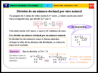 Números decimales. porcentaje SM