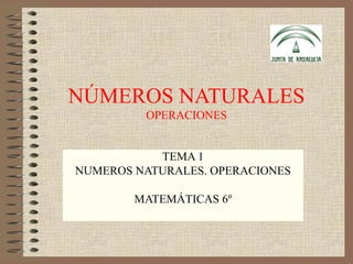 NÚMEROS NATURALES
OPERACIONES
TEMA 1
NUMEROS NATURALES. OPERACIONES
MATEMÁTICAS 6º
 