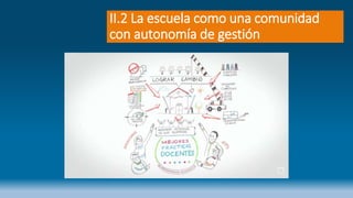 II.2 La escuela como una comunidad
con autonomía de gestión
 