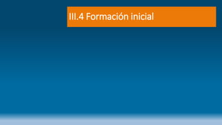 III.4 Formación inicial
 